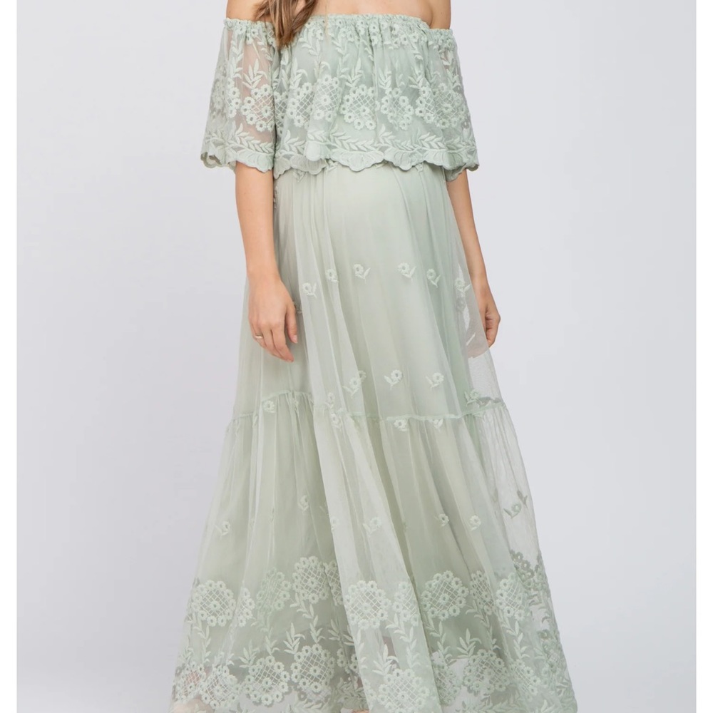 Pink blush maternity dress in green